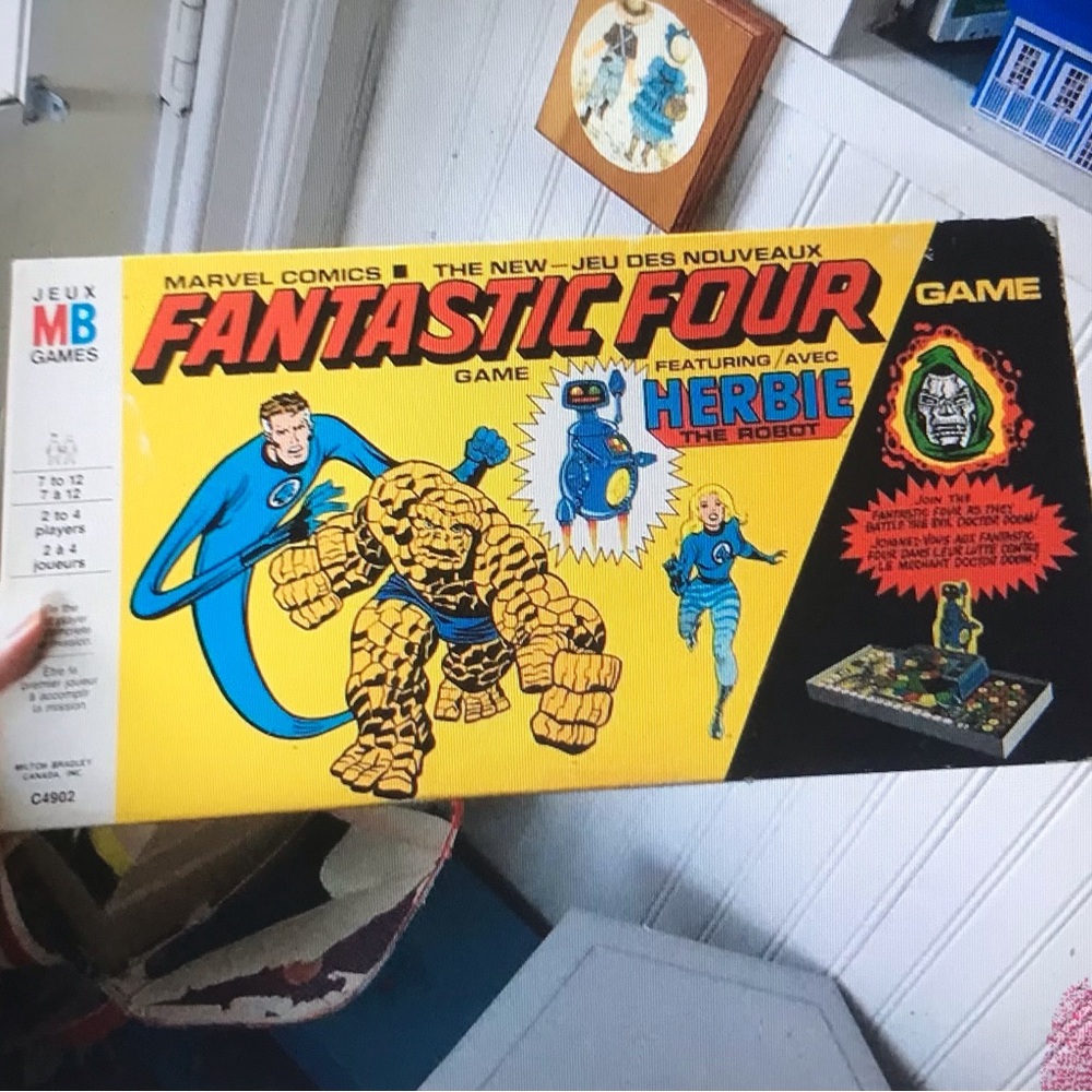 1978 Fantastic Four Board Game Featuring Herbie - Bright Yellow Box Art